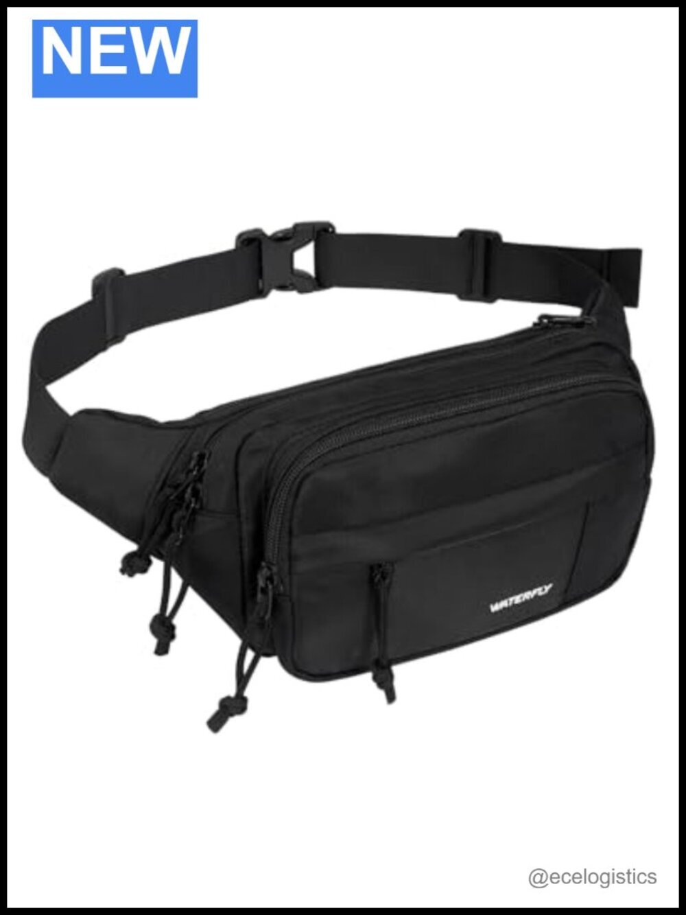 Large Fanny Pack with 5 Zipper Pockets Adjustable Strap Travel Hiking Running